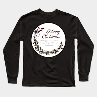 Merry Christmas Round Sticker 25 Long Sleeve T-Shirt